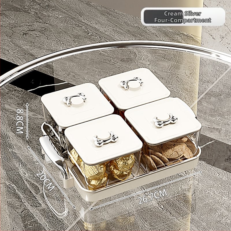 Διαχωρισμένο πιάτο φρούτων για οικιακή χρήση, ελαφρύς πολυτελής ρετρό στυλ, υλικό PET, διαφανές δοχείο αποθήκευσης σνακ και αποξηραμένων φρούτων