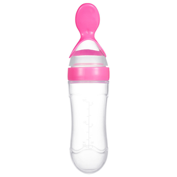 Sticlă de hrănire pentru terci de orez la bebeluși – din silicon, cu încărcător de stoarcere și lingură minimalistă; Brand: New Starting Point; Material: Silicon; Vârstă: 6 luni+