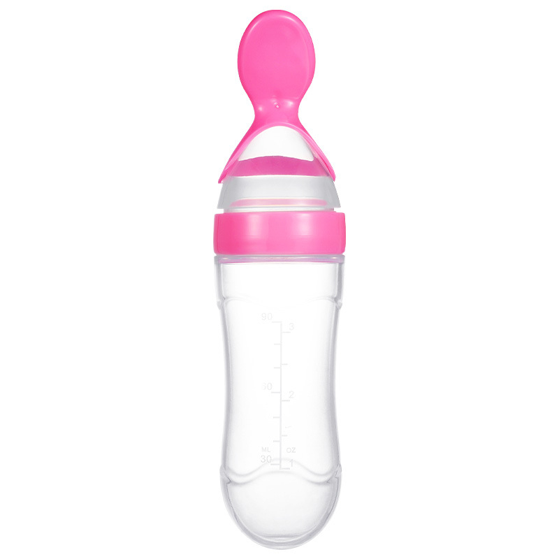 Sticlă de hrănire pentru terci de orez la bebeluși – din silicon, cu încărcător de stoarcere și lingură minimalistă; Brand: New Starting Point; Material: Silicon; Vârstă: 6 luni+