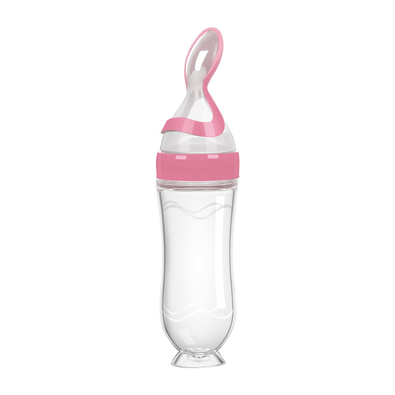 Sticlă de hrănire pentru terci de orez la bebeluși – din silicon, cu încărcător de stoarcere și lingură minimalistă; Brand: New Starting Point; Material: Silicon; Vârstă: 6 luni+