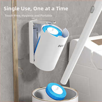 Jednorazová kefka na toaletu s vymeniteľnou hlavou, nástenný set, Moss flower, plast, hmotnosť 481 g