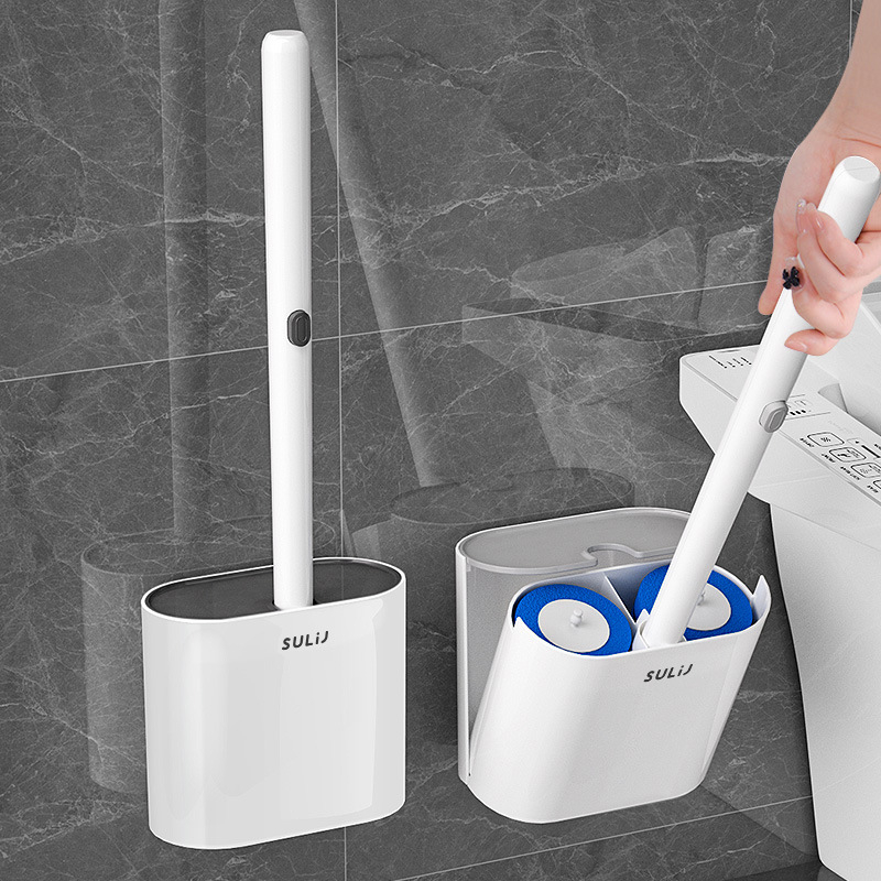 Egyszer használatos WC-tisztító kefe cserélhető fejjel, falra szerelhető készlet, Moss flower, műanyag, tömege 481 g