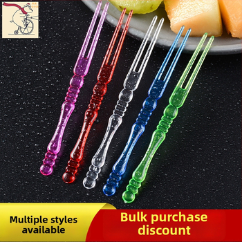 Set de furculițe de fructe de unică folosință, din plastic alimentar, stil nou chinezesc, finisaj oglindă, ambalare individuală