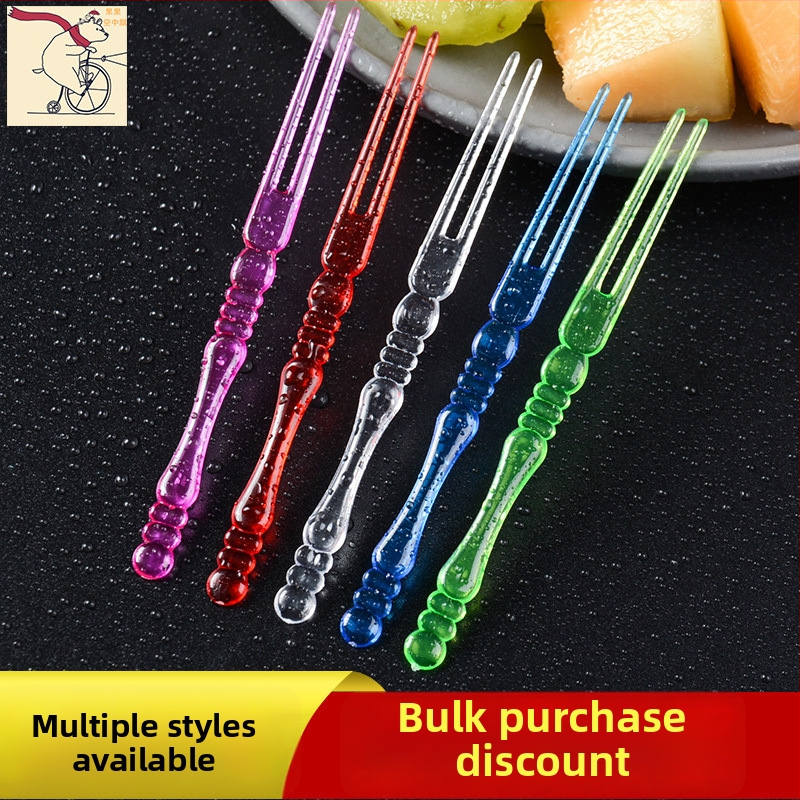 Set de furculițe de fructe de unică folosință, din plastic alimentar, stil nou chinezesc, finisaj oglindă, ambalare individuală