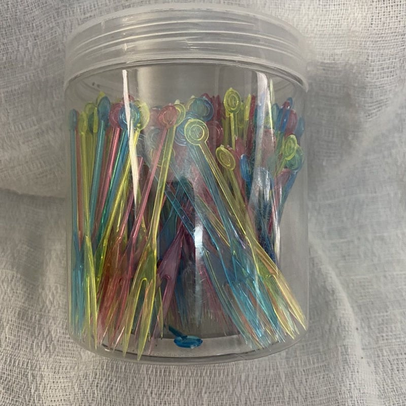 Set de furculițe de fructe de unică folosință, din plastic alimentar, stil nou chinezesc, finisaj oglindă, ambalare individuală