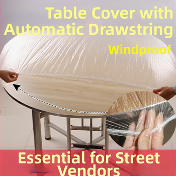 Elastický jednorázový obrus, priehľadný PE, vodotesný a odolný voči olejom, zosilnený materiál, balenie 10 kusov