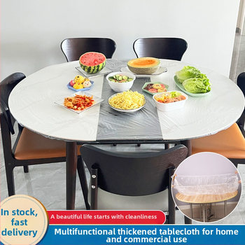 Elastický jednorázový obrus, priehľadný PE, vodotesný a odolný voči olejom, zosilnený materiál, balenie 10 kusov