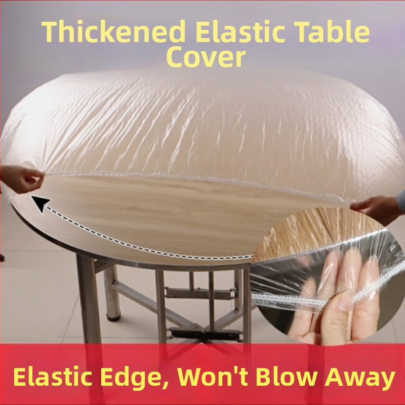 Elastický jednorázový obrus, priehľadný PE, vodotesný a odolný voči olejom, zosilnený materiál, balenie 10 kusov