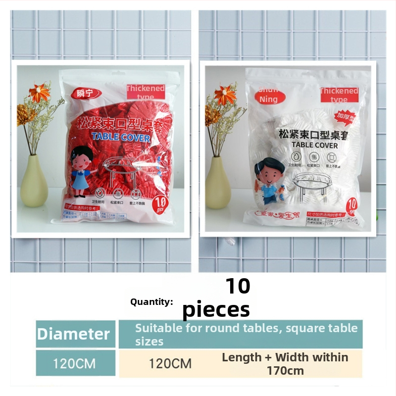 Elastický jednorázový obrus, priehľadný PE, vodotesný a odolný voči olejom, zosilnený materiál, balenie 10 kusov