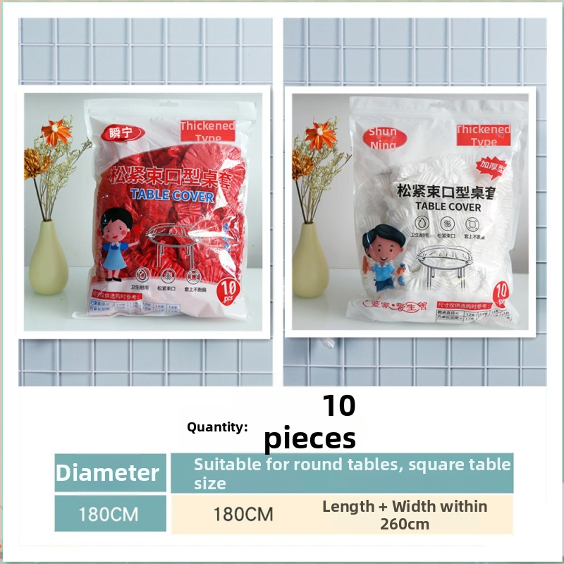 Elastický jednorázový obrus, priehľadný PE, vodotesný a odolný voči olejom, zosilnený materiál, balenie 10 kusov