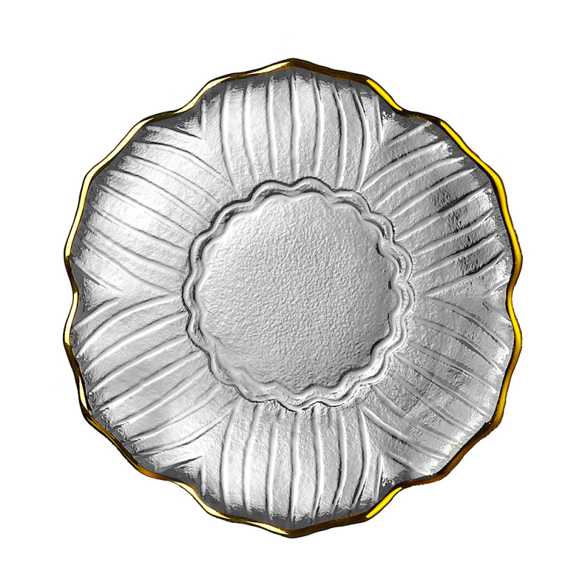 Üvegből készült mártogatós tál, kézzel festett felülettel, szabálytalan alak, Ins stílusban; alkalmas étkezésekhez, kávéhoz és teához.