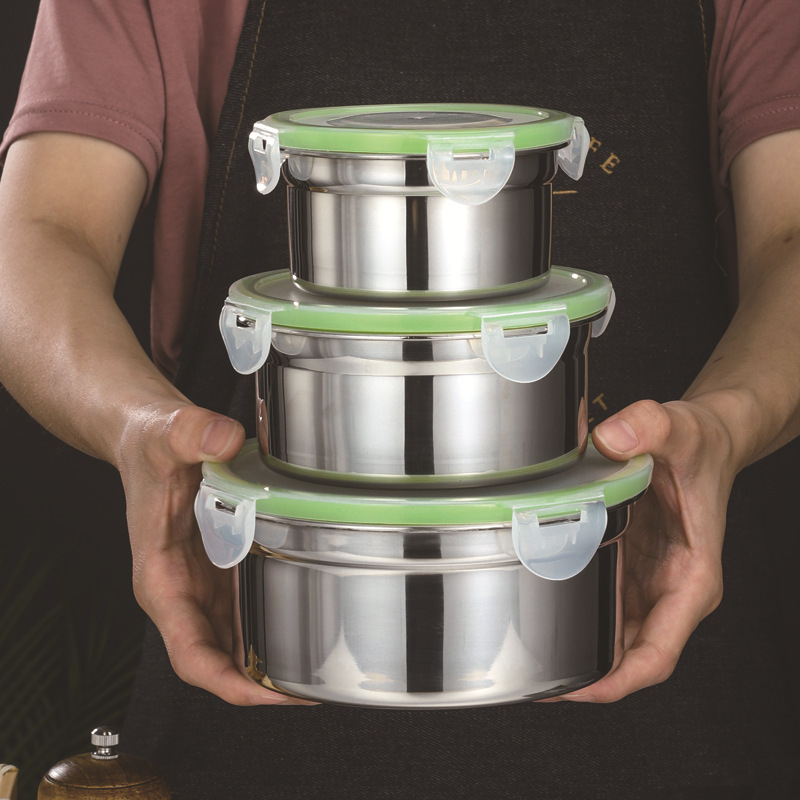 Nehrđajući čelični kružni kutija za obrok s poklopcem, za svježu pohranu hrane, s otisnutim logotipom i mogućnošću prilagodbe