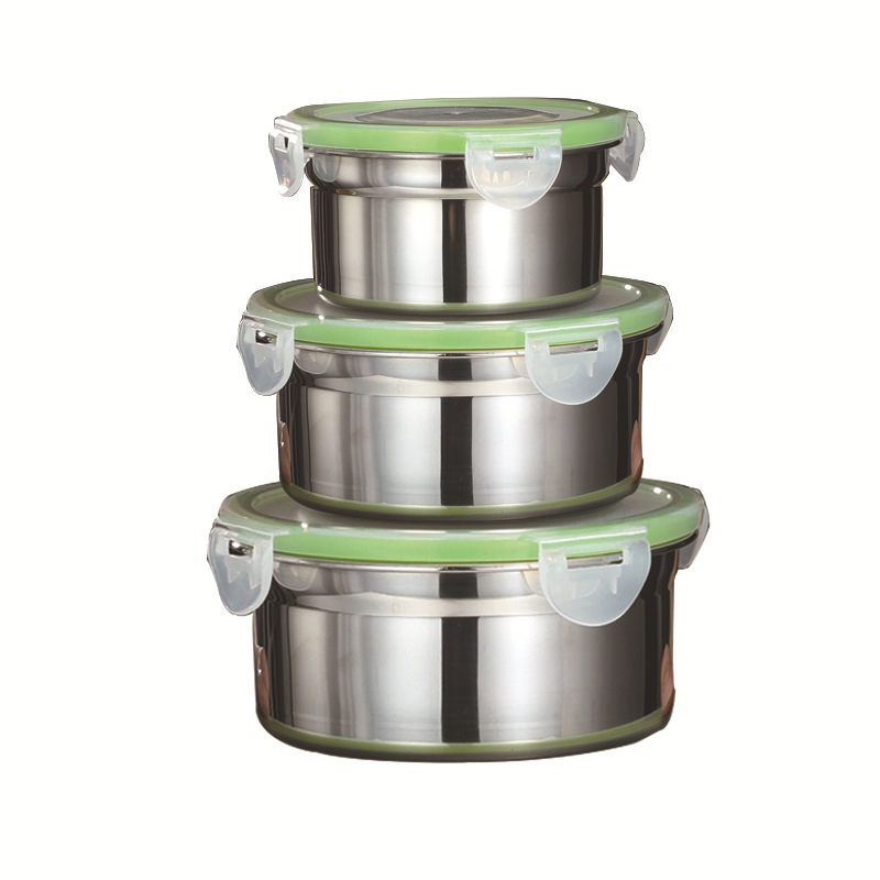 Nehrđajući čelični kružni kutija za obrok s poklopcem, za svježu pohranu hrane, s otisnutim logotipom i mogućnošću prilagodbe