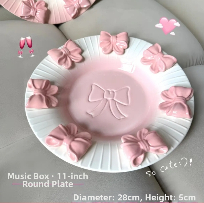 Porcelánový súbor riadu - ručne vyrobený, roztomilý štýl, univerzálne použitie, obsahuje jedálenské taniere, dezertné taniere, ovocné taniere a raňajkové taniere