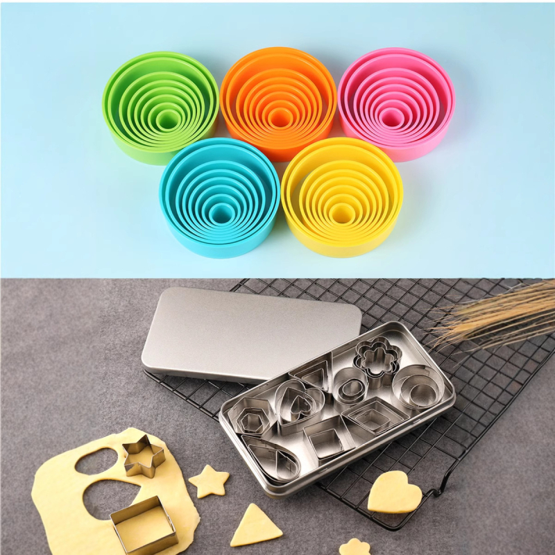 Σετ 38 τεμαχίων κυκλικών πλαστικών καλουπιών με δαντελένια άκρη, διπλής χρήσης για μπισκότα και φύλλα ζύμης για ντάμπλινγκ, υλικό: πλαστικό + ανοξείδωτο ατσάλι