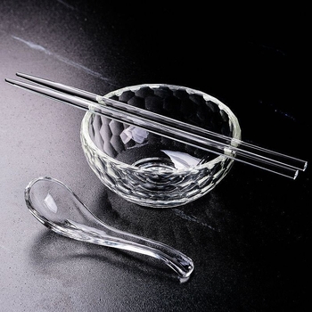 Bol de sticlă Song Li Crystal, fără plumb, rezistent la căldură, compatibil cu cuptorul cu microunde, rotund, design minimalist modern