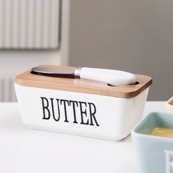 Zhaoyi керамична кутия за масло със капак и нож, запечатан съд, персонализация налична, произход Китай