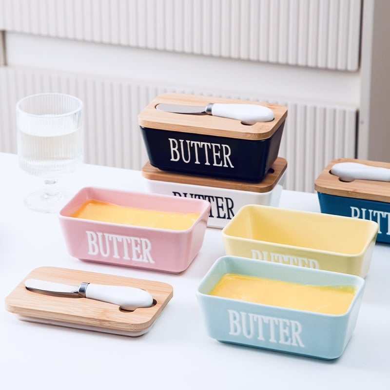 Zhaoyi керамична кутия за масло със капак и нож, запечатан съд, персонализация налична, произход Китай