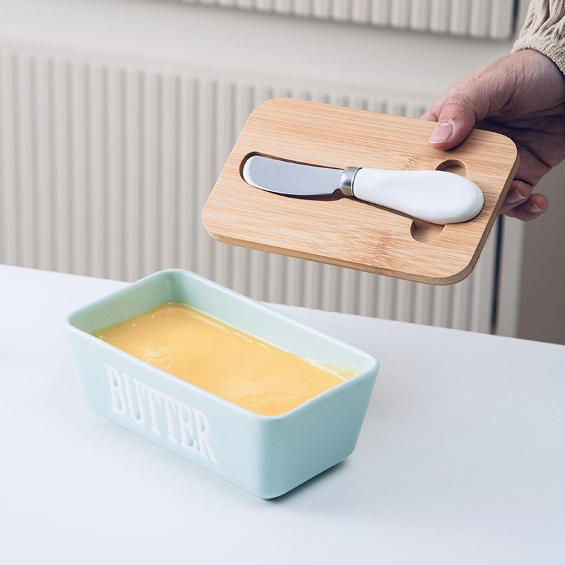 Zhaoyi керамична кутия за масло със капак и нож, запечатан съд, персонализация налична, произход Китай