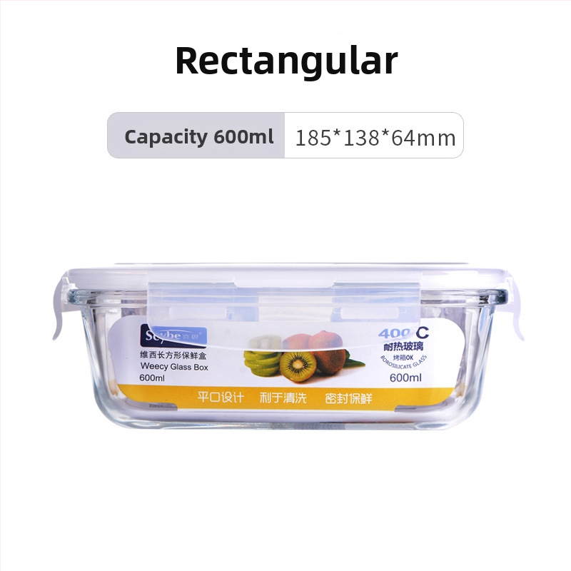 Kutija za ručak od otpornog stakla s zatvorivom posudom, sigurna za mikrovalnu; podijeljena na tri pretinca i trostruki sloj dizajna; kapacitet 301–500 ml, 501–800 ml i 800–1000 ml.