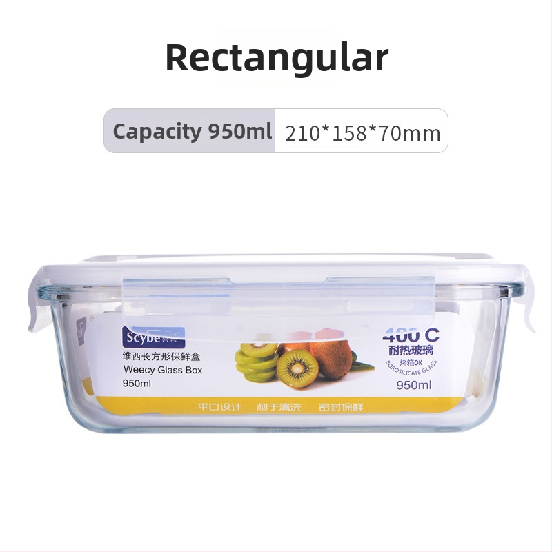Kutija za ručak od otpornog stakla s zatvorivom posudom, sigurna za mikrovalnu; podijeljena na tri pretinca i trostruki sloj dizajna; kapacitet 301–500 ml, 501–800 ml i 800–1000 ml.
