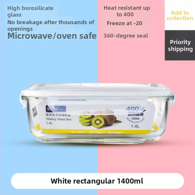 Kutija za ručak od otpornog stakla s zatvorivom posudom, sigurna za mikrovalnu; podijeljena na tri pretinca i trostruki sloj dizajna; kapacitet 301–500 ml, 501–800 ml i 800–1000 ml.