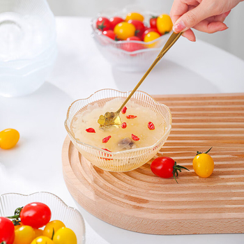 Bol de salată din sticlă îngroșată, formă neregulată, suprafață emailată, stil modern minimalist