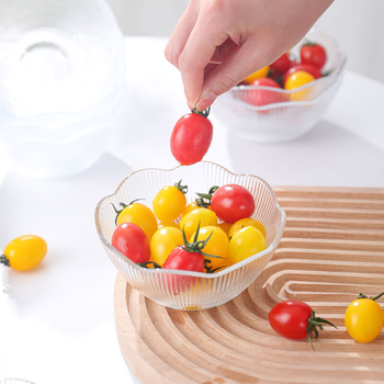 Bol de salată din sticlă îngroșată, formă neregulată, suprafață emailată, stil modern minimalist