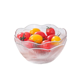 Bol de salată din sticlă îngroșată, formă neregulată, suprafață emailată, stil modern minimalist