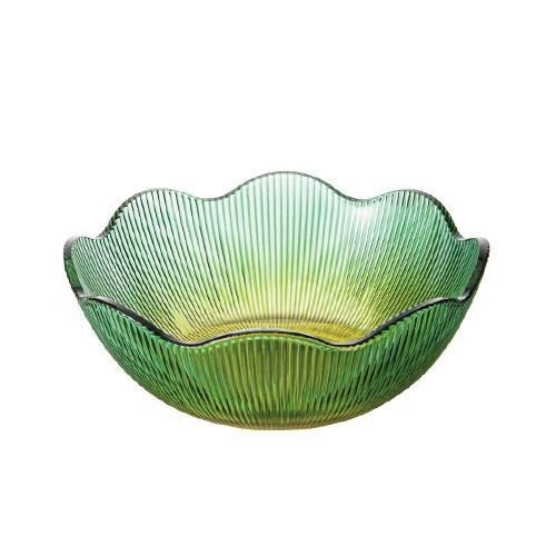 Bol de salată din sticlă îngroșată, formă neregulată, suprafață emailată, stil modern minimalist