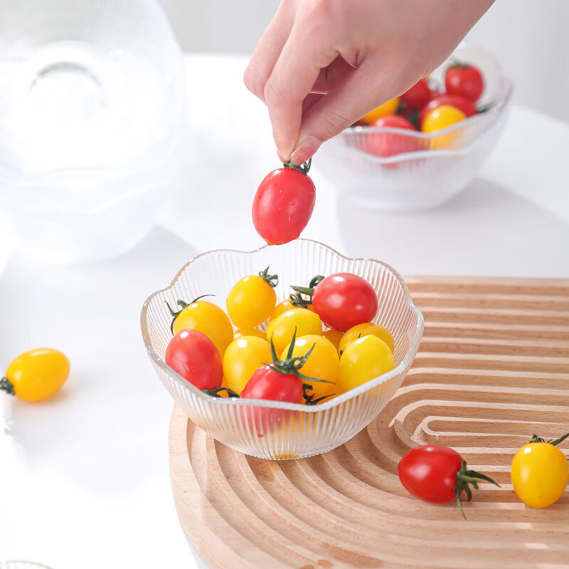 Bol de salată din sticlă îngroșată, formă neregulată, suprafață emailată, stil modern minimalist