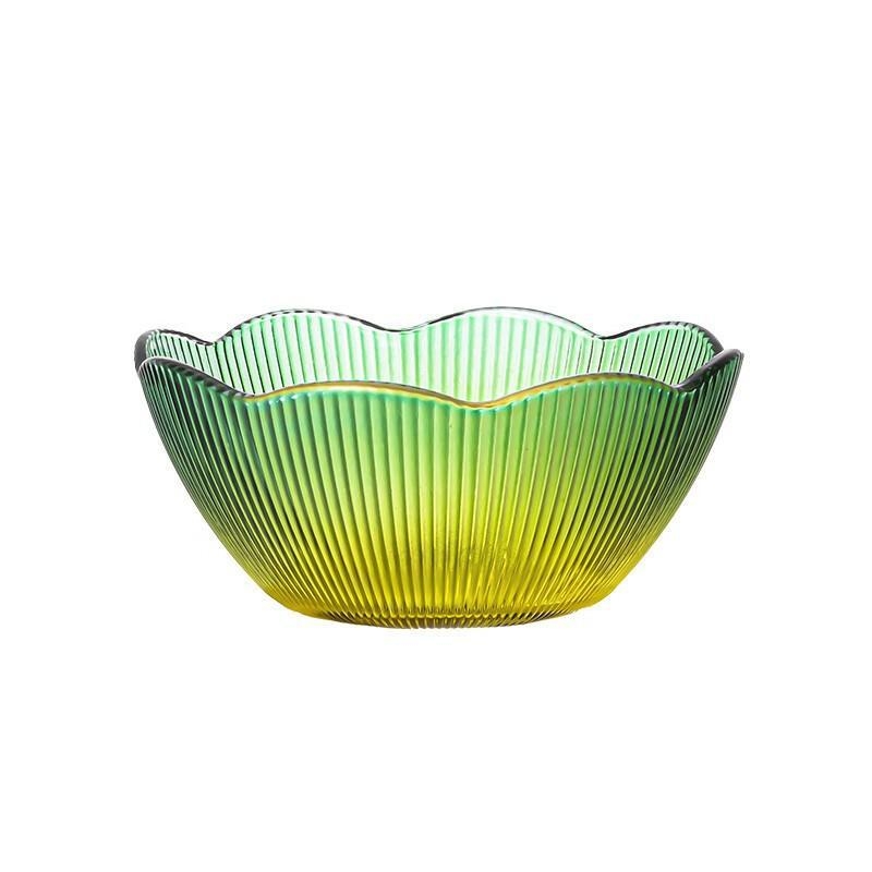 Bol de salată din sticlă îngroșată, formă neregulată, suprafață emailată, stil modern minimalist