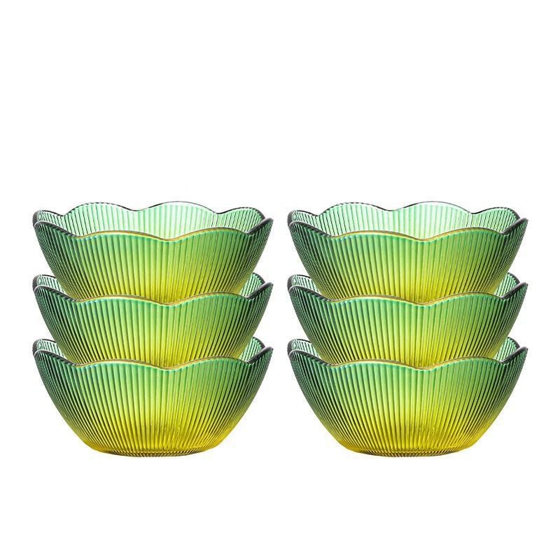 Bol de salată din sticlă îngroșată, formă neregulată, suprafață emailată, stil modern minimalist