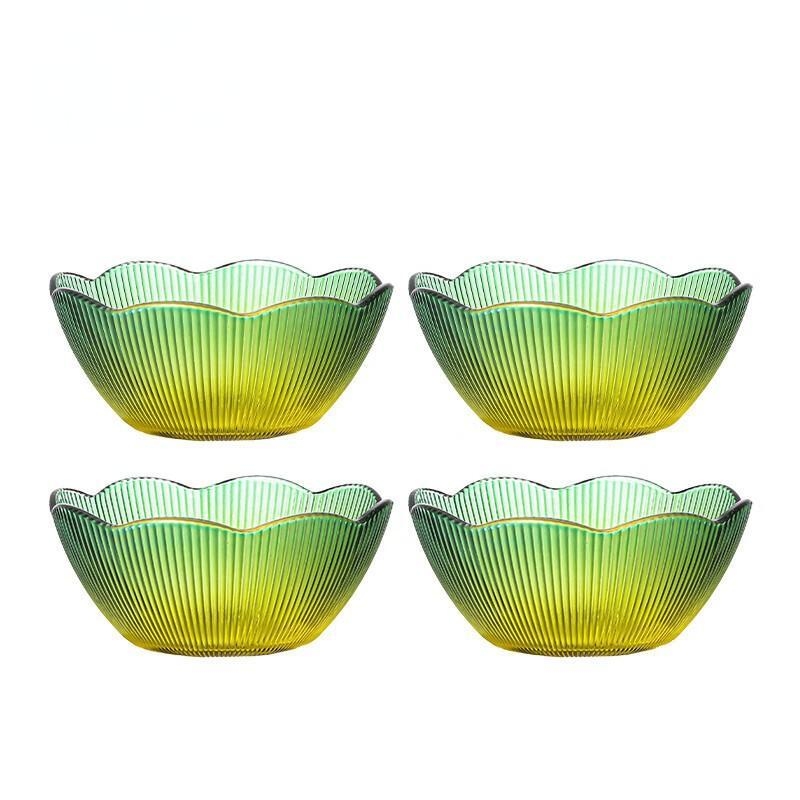 Bol de salată din sticlă îngroșată, formă neregulată, suprafață emailată, stil modern minimalist