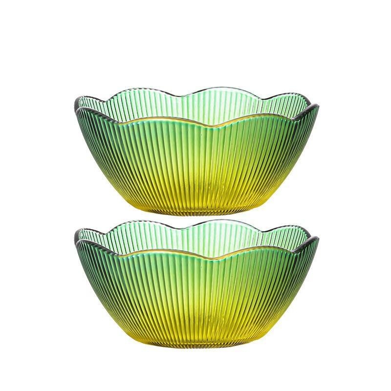 Bol de salată din sticlă îngroșată, formă neregulată, suprafață emailată, stil modern minimalist