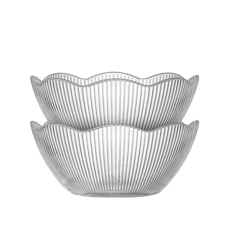 Bol de salată din sticlă îngroșată, formă neregulată, suprafață emailată, stil modern minimalist