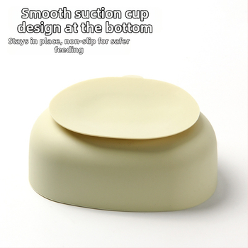 Detská miska zo silikónu na jedlo so sade príborov (vidlička a lyžička) — guľatá, vhodná do mikrovlnky, pre deti