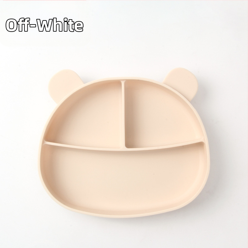 Detská miska zo silikónu na jedlo so sade príborov (vidlička a lyžička) — guľatá, vhodná do mikrovlnky, pre deti