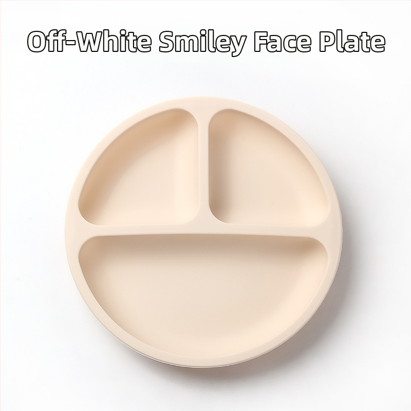 Detská miska zo silikónu na jedlo so sade príborov (vidlička a lyžička) — guľatá, vhodná do mikrovlnky, pre deti