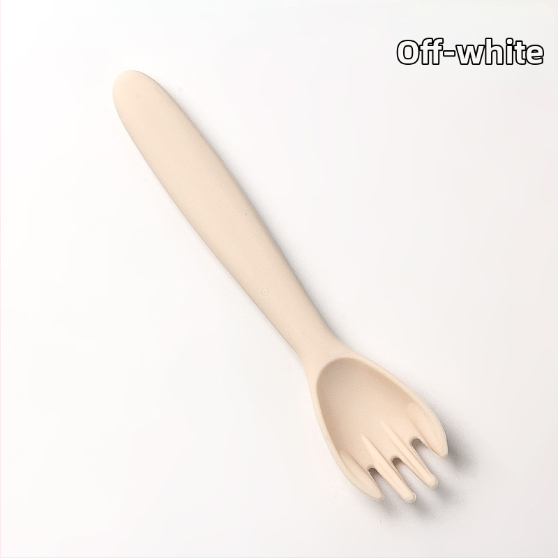 Detská miska zo silikónu na jedlo so sade príborov (vidlička a lyžička) — guľatá, vhodná do mikrovlnky, pre deti