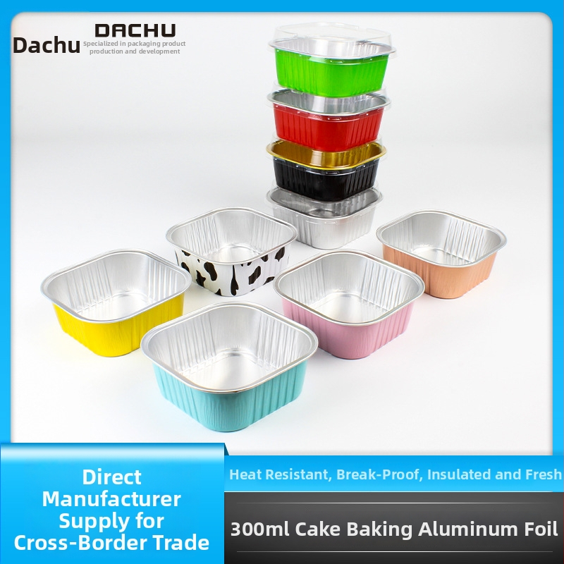 Jednorázová krabička na potraviny z hliníkovej fólie, štvorcový tvar, objem 300 ml, s možnosťou vlastného loga, 1000 kusov v kartóne