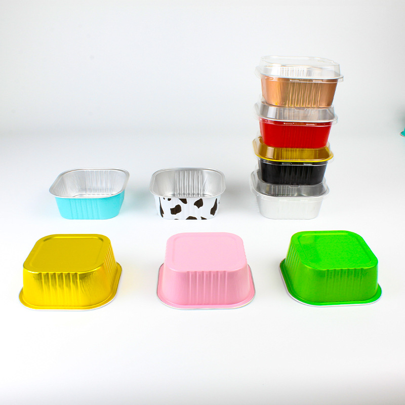 Κουτί μίας χρήσης από αλουμινόχαρτο τροφίμων, τετράγωνου σχήματος, χωρητικότητας 300 ml, με προσαρμοσμένο λογότυπο, 1000 τεμάχια ανά κιβώτιο