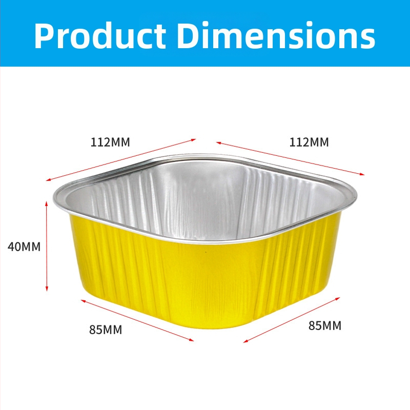 Jednorázová krabička na potraviny z hliníkovej fólie, štvorcový tvar, objem 300 ml, s možnosťou vlastného loga, 1000 kusov v kartóne