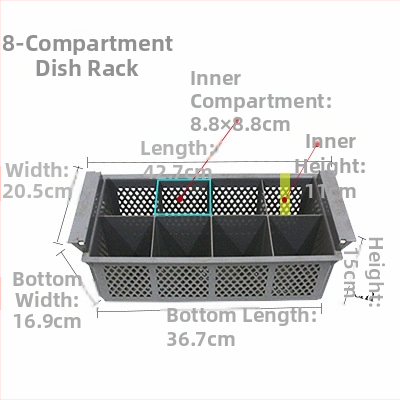 Košík na riad do umývačky, štvorcový plast, 25 hrotov, dizajn bez odtokových otvorov