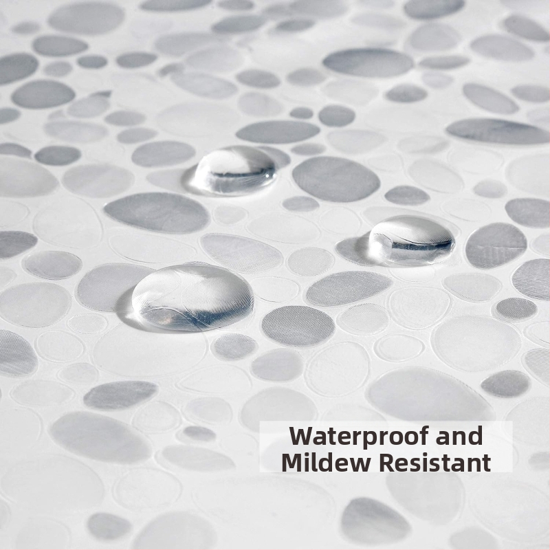 Jednorazový obrus z PE plastu, obdĺžnikový, s vzorom kamienkov, vodotesný a olejodolný.