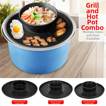 Ολοκληρωμένο χωρίς καπνό ηλεκτρικό γκριλ και πλάκα για κατσαρόλα, κυκλικού σχήματος αλουμινένιο αντικολλητικό, πολλαπλών χρήσεων, βάρος 1,65 kg, προσαρμοσμένη επεξεργασία