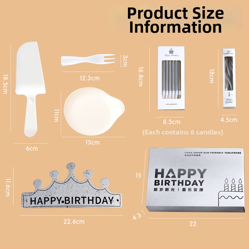 Jednorázový plastový set na oslavu narodenín s okrúhlymi taniermi a príborom, 100 kusov.