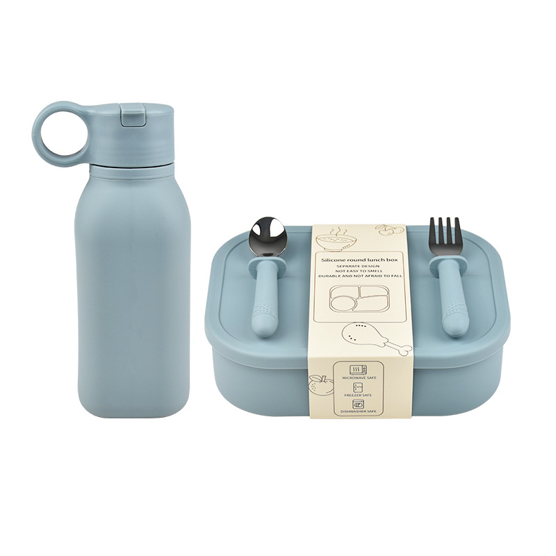 Set silikonskih kutija za obrok s četiri odjeljka, pravokutnog oblika, 800–1000 ml, pogodna za mikrovalnu pećnicu