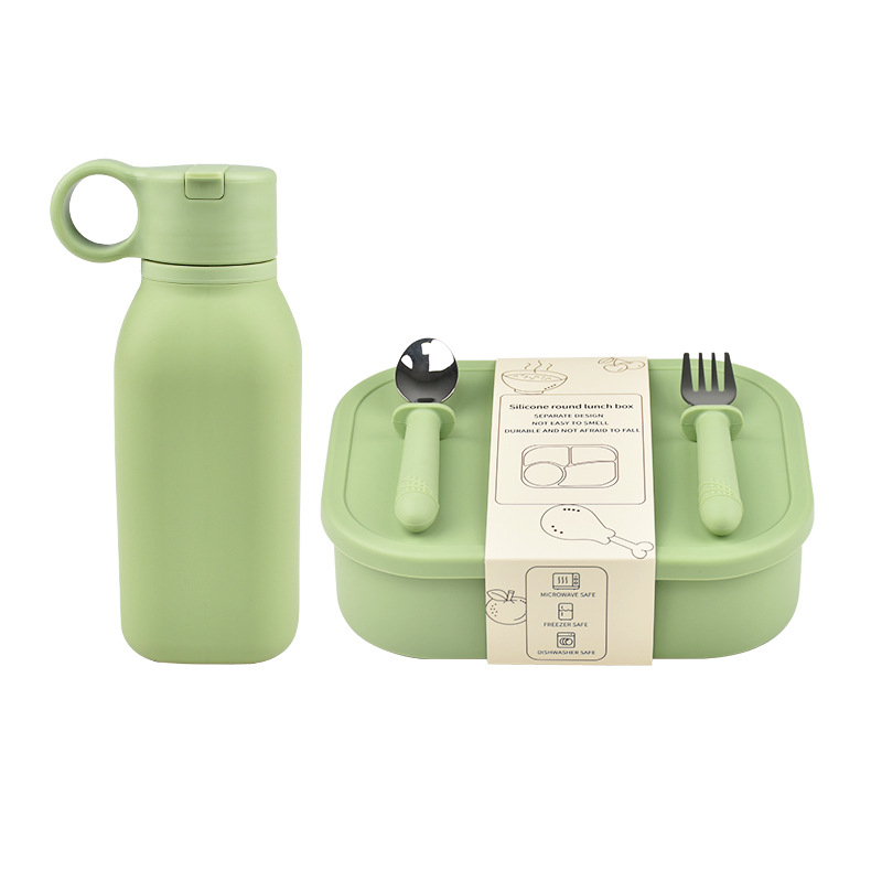 Set silikonskih kutija za obrok s četiri odjeljka, pravokutnog oblika, 800–1000 ml, pogodna za mikrovalnu pećnicu