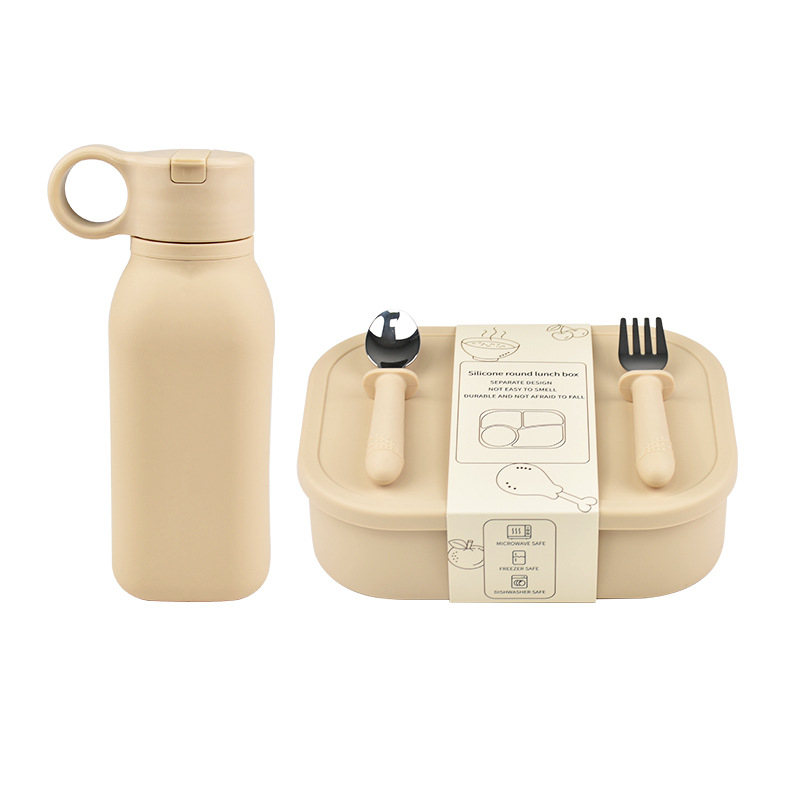 Set silikonskih kutija za obrok s četiri odjeljka, pravokutnog oblika, 800–1000 ml, pogodna za mikrovalnu pećnicu